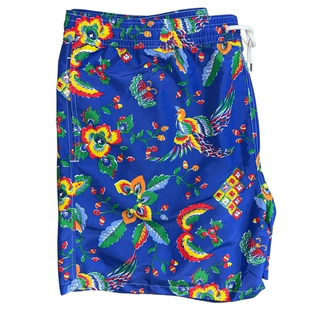 NWT Polo Ralph Lauren Blue Tropical Board Shorts 2XLB‎ Big & Tall Swim Trunks